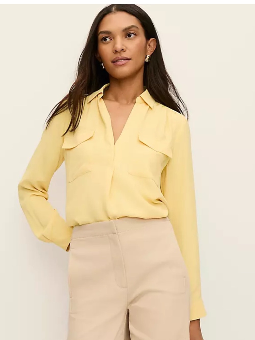 NWT Ann Taylor Fresh Pineapple Yellow Camp Shirt Size M